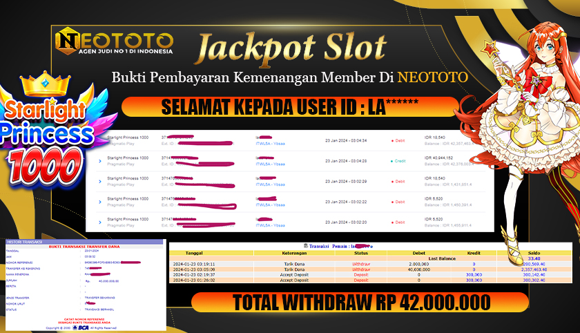 JACKPOT PRINCESS 1000 BERSAMA NEOTOTO – 42 JUTA LUNAS