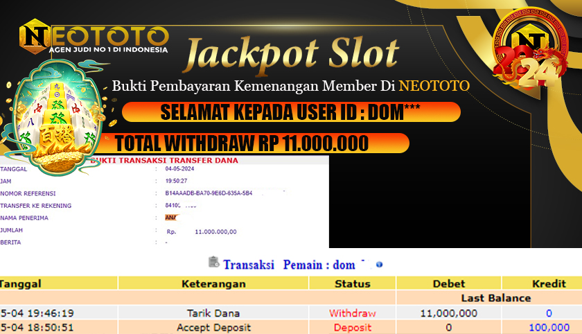 JACKPOT SLOT PGSOFT – MAHJONG MEGA WAYS NEOTOTO – 11 JUTA