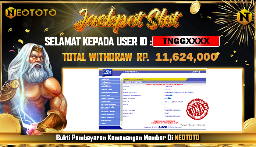 JACKPOT SLOT DARI MEMBER SETIA NEOTOTO HARI INI 22/09/2024 💸💸