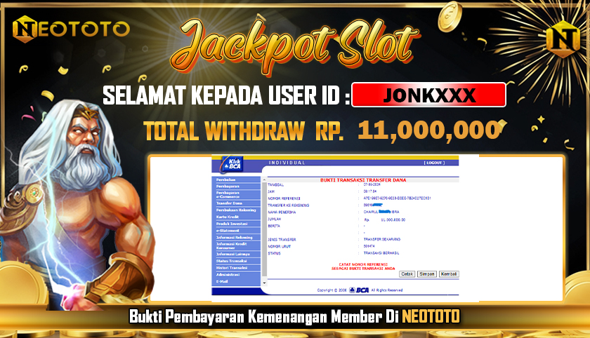 JACKPOT SLOT DARI MEMBER SETIA NEOTOTO HARI INI 07/09/2024 💸💸