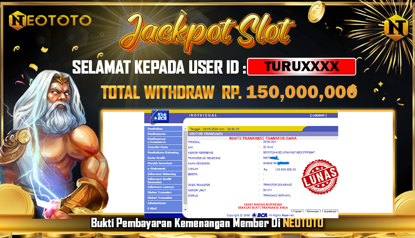 JACKPOT SLOT DARI MEMBER SETIA NEOTOTO HARI INI 28/09/2024 💸💸d