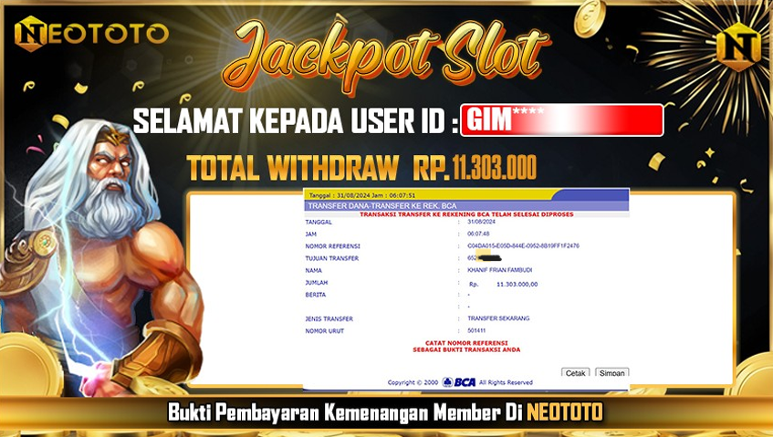 JACKPOT SLOT DARI MEMBER SETIA NEOTOTO HARI INI 08/09/2024 💸💸