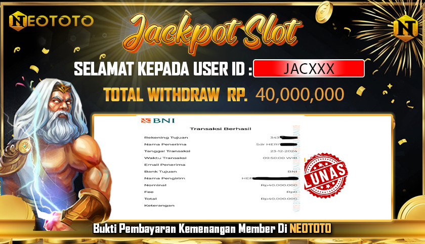 JACKPOT SLOT DARI MEMBER SETIA NEOTOTO HARI INI 22/12/2024 💸💸