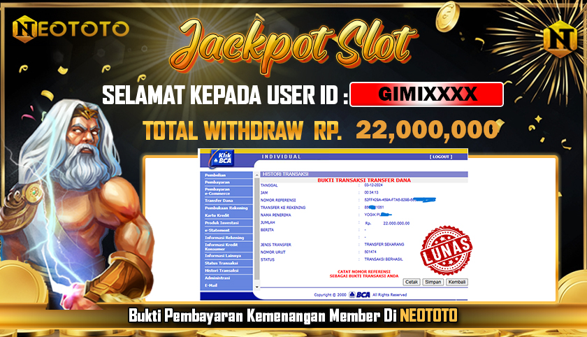 JACKPOT SLOT DARI MEMBER SETIA NEOTOTO HARI INI 03/12/2024 💸💸