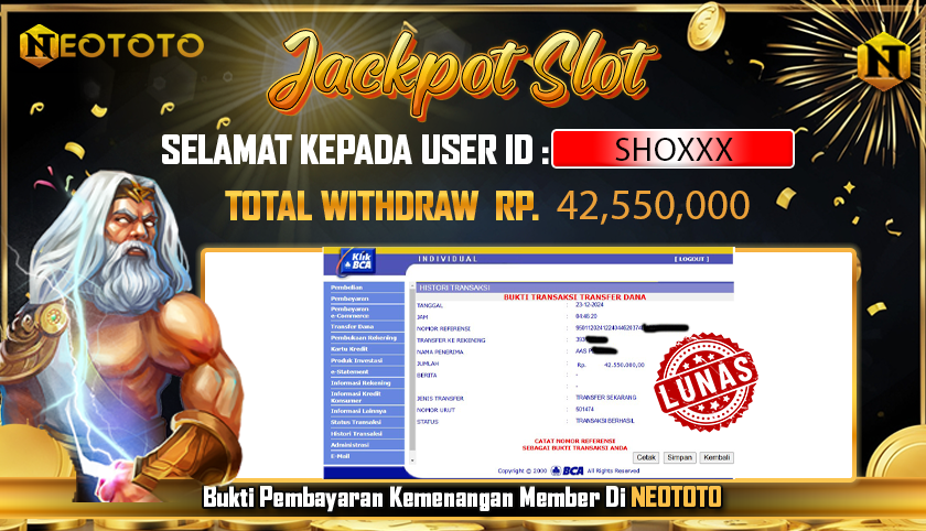 JACKPOT SLOT DARI MEMBER SETIA NEOTOTO HARI INI 23/12/2024 💸💸