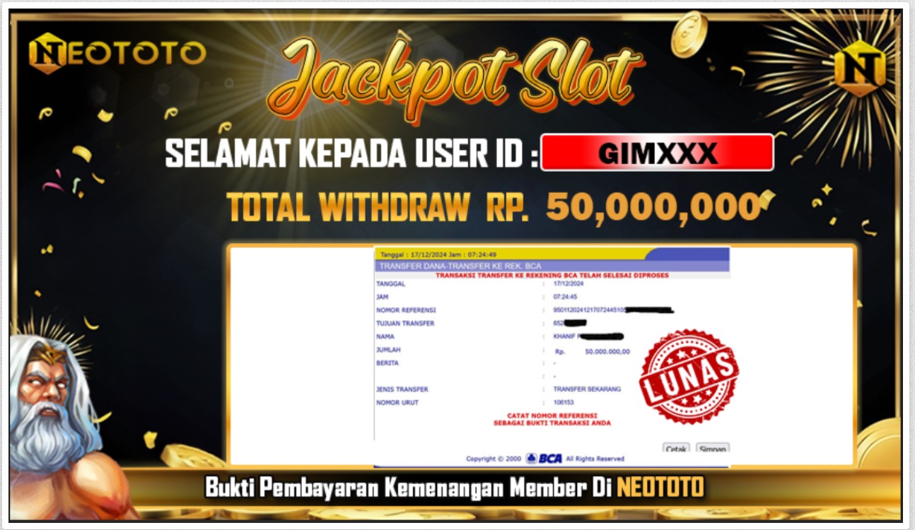 JACKPOT SLOT DARI MEMBER SETIA NEOTOTO HARI INI 17/12/2024 💸💸