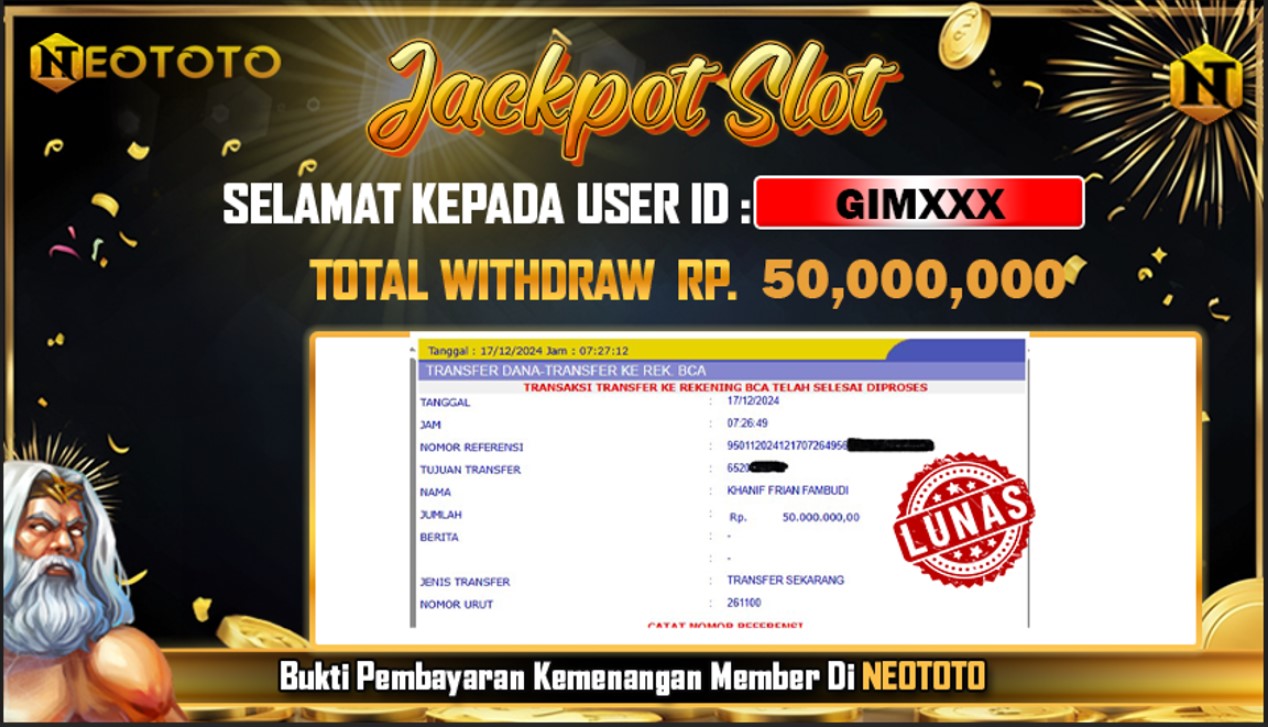 JACKPOT SLOT DARI MEMBER SETIA NEOTOTO HARI INI 17/12/2024 💸💸