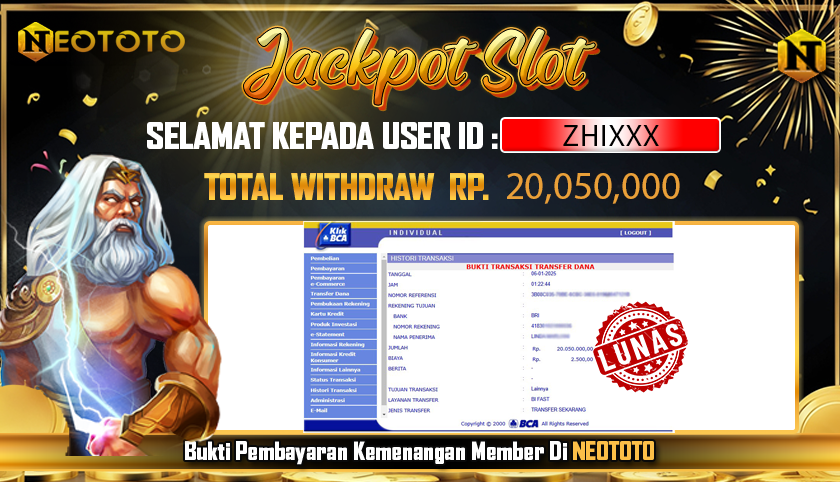 JACKPOT SLOT DARI MEMBER SETIA NEOTOTO HARI INI 06/01/2025 💸💸